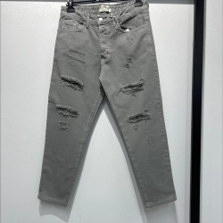 Jeans con strappi cropped Grigio