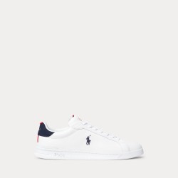 POLO RALPH LAUREN Sneaker Heritage Court II in pelle Bianco/Blu navy/Rosso