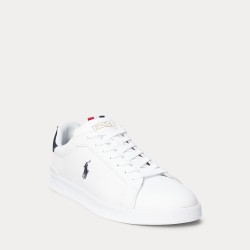 POLO RALPH LAUREN Sneaker Heritage Court II in pelle Bianco/Blu navy/Rosso