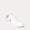 POLO RALPH LAUREN Sneaker Heritage Court II in pelle Bianco/Blu navy/Rosso