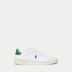 POLO RALPH LAUREN Sneaker Heritage Court II in cuoio nappa Bianco/Verde