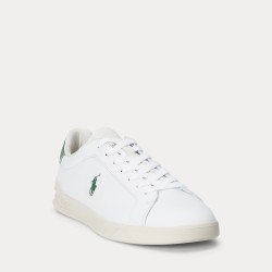 POLO RALPH LAUREN Sneaker Heritage Court II in cuoio nappa Bianco/Verde