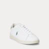 POLO RALPH LAUREN Sneaker Heritage Court II in cuoio nappa Bianco/Verde