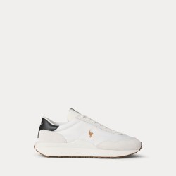 POLO RALPH LAUREN Sneaker Train 89 in camoscio e Oxford Bianca