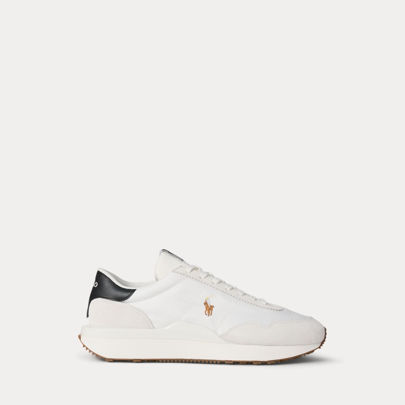 POLO RALPH LAUREN Sneaker Train 89 in camoscio e Oxford Bianca
