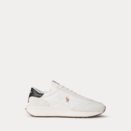 POLO RALPH LAUREN Sneaker Train 89 in camoscio e Oxford Bianca