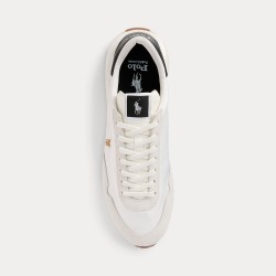 POLO RALPH LAUREN Sneaker Train 89 in camoscio e Oxford Bianca