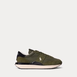 POLO RALPH LAUREN Sneaker Train 89 in camoscio e Oxford Verde Oliva