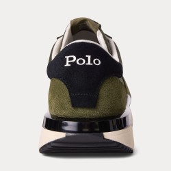 POLO RALPH LAUREN Sneaker Train 89 in camoscio e Oxford Verde Oliva