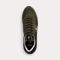 POLO RALPH LAUREN Sneaker Train 89 in camoscio e Oxford Verde Oliva