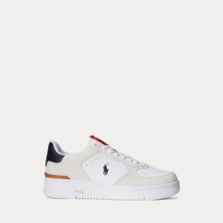 POLO RALPH LAUREN Sneaker Masters Court pelle e camoscio Bianco/Blu navy/Rosso