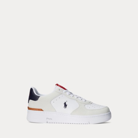 POLO RALPH LAUREN Sneaker Masters Court pelle e camoscio Bianco/Blu navy/Rosso