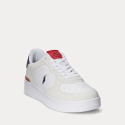 POLO RALPH LAUREN Sneaker Masters Court pelle e camoscio Bianco/Blu navy/Rosso