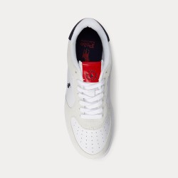 POLO RALPH LAUREN Sneaker Masters Court pelle e camoscio Bianco/Blu navy/Rosso