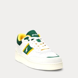 POLO RALPH LAUREN Sneaker Masters Sport in Pelle e Camoscio Bianco/Verde Verde/Giallo