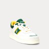 POLO RALPH LAUREN Sneaker Masters Sport in Pelle e Camoscio Bianco/Verde Verde/Giallo