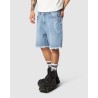 VISION OF SUPER Shorts In Denim Con stampa Laser a Cuore e Fiamme Ricamate