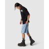 VISION OF SUPER Shorts In Denim Con stampa Laser a Cuore e Fiamme Ricamate
