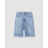 VISION OF SUPER Shorts In Denim Con stampa Laser a Cuore e Fiamme Ricamate