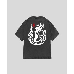 VISION OF SUPER T-Shirt Stone Wash Con Stampa Sirena sul retro e Visione sul Davanti