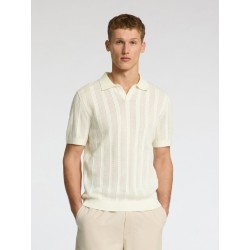 SELECTED Crochet Open Polo in Maglia
