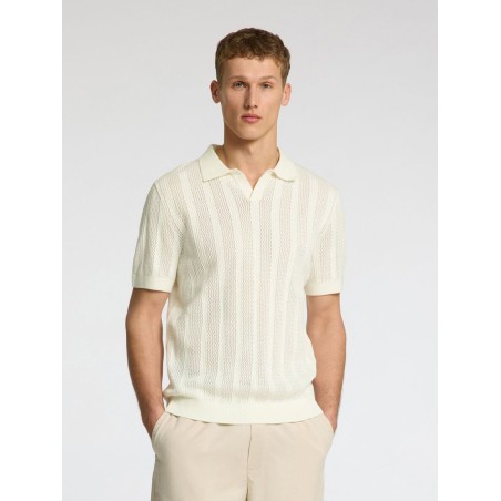 SELECTED Crochet Open Polo in Maglia