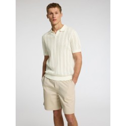 SELECTED Crochet Open Polo in Maglia