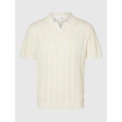 SELECTED Crochet Open Polo in Maglia