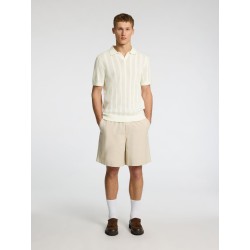 SELECTED Crochet Open Polo in Maglia