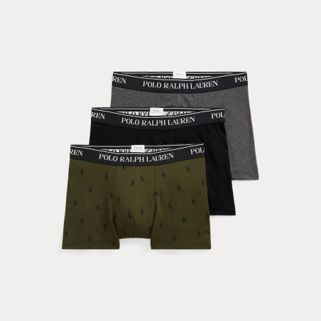 POLO RALPH LAUREN Tre paia di boxer in cotone stretch BLK/BLK-HTR/AOP