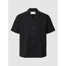 SELECTED Camicia a Maniche Corte Con Ricami Eli Black