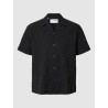 SELECTED Camicia a Maniche Corte Con Ricami Eli Black