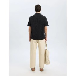 SELECTED Camicia a Maniche Corte Con Ricami Eli Black
