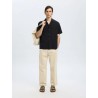 SELECTED Camicia a Maniche Corte Con Ricami Eli Black