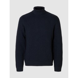 SELECTED Maglione Collo alto in Cotone Trevor Blu