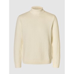 SELECTED Maglione Collo alto in Cotone Trevor Egret