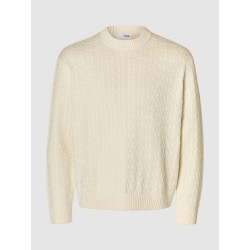 SELECTED Maglione Girocollo in Cotone Philip Egret