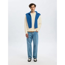 SELECTED Maglione Girocollo in Cotone Philip Egret