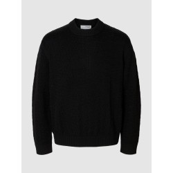SELECTED Maglione Girocollo in Cotone Philip Black