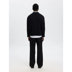 SELECTED Maglione Girocollo in Cotone Philip Black