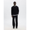 SELECTED Maglione Girocollo in Cotone Philip Black