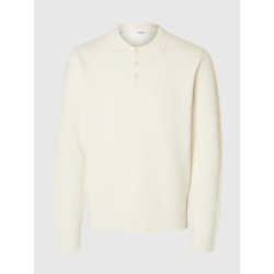 SELECTED Polo in Maglia di Cotone Dane Egret