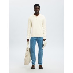 SELECTED Polo in Maglia di Cotone Dane Egret