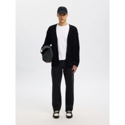 SELECTED Cardigan in Maglia di Cotone Dereck Black