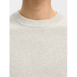 SELECTED Maglione Girocollo in Cotone Dane Light Grey Melange