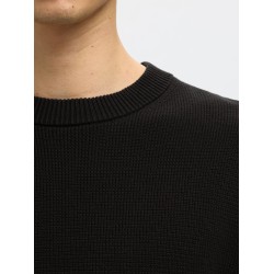 SELECTED Maglione Girocollo in Cotone Dane Black