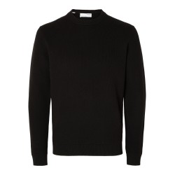 SELECTED Maglione Girocollo in Cotone Dane Black
