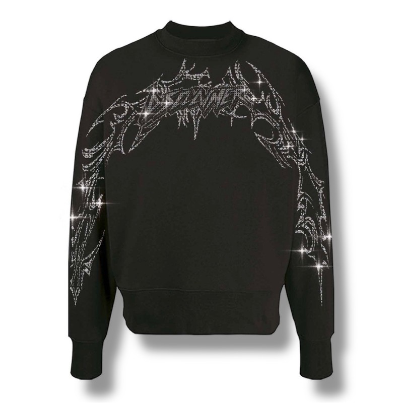 DISCLAIMER Felpa Girocollo Con Strass Cod: 55197 Nero