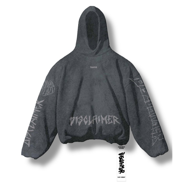 DISCLAIMER Felpa Cappuccio Boxy Cod: 55372 Nero Delavè