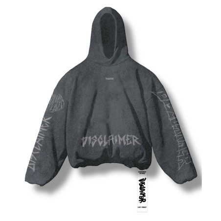 DISCLAIMER Felpa Cappuccio Boxy Cod: 55372 Nero Delavè